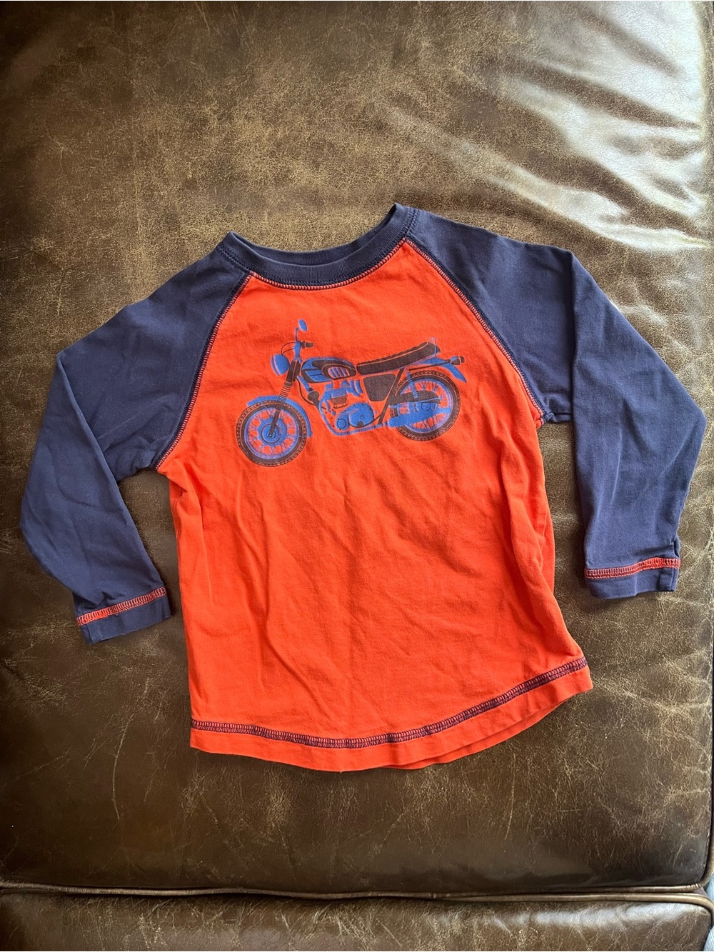 Hanna Andersson Red & Navy Motorcycle Raglan Long Sleeve Tee